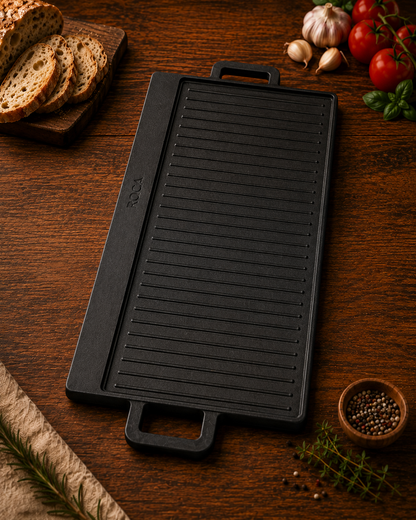 Reversible Heavy Cast Iron Grill Plate + Grill Press